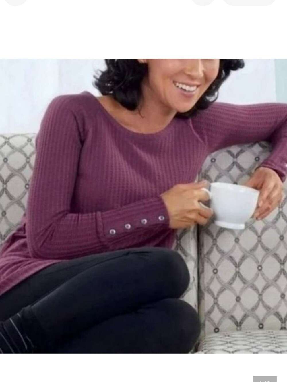 Chaser Thermal Waffle Knit Top Size Small S maroon Long Sleeve Anthropologie